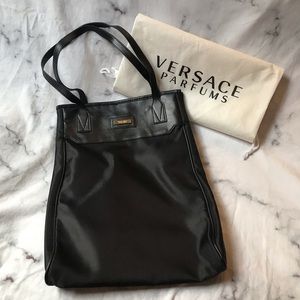 Versace Parfums black large tote bag
